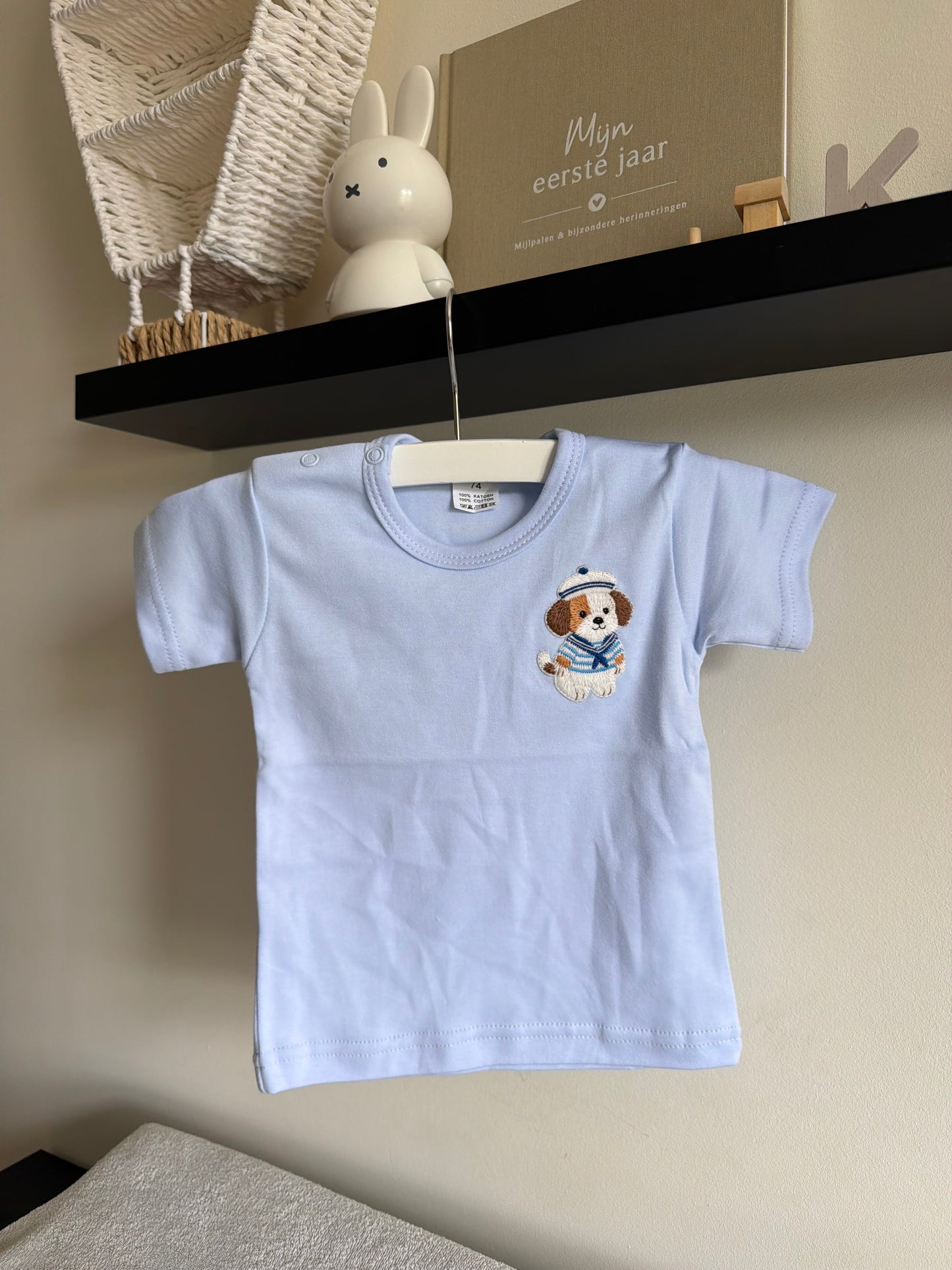 T-shirt blauw hond